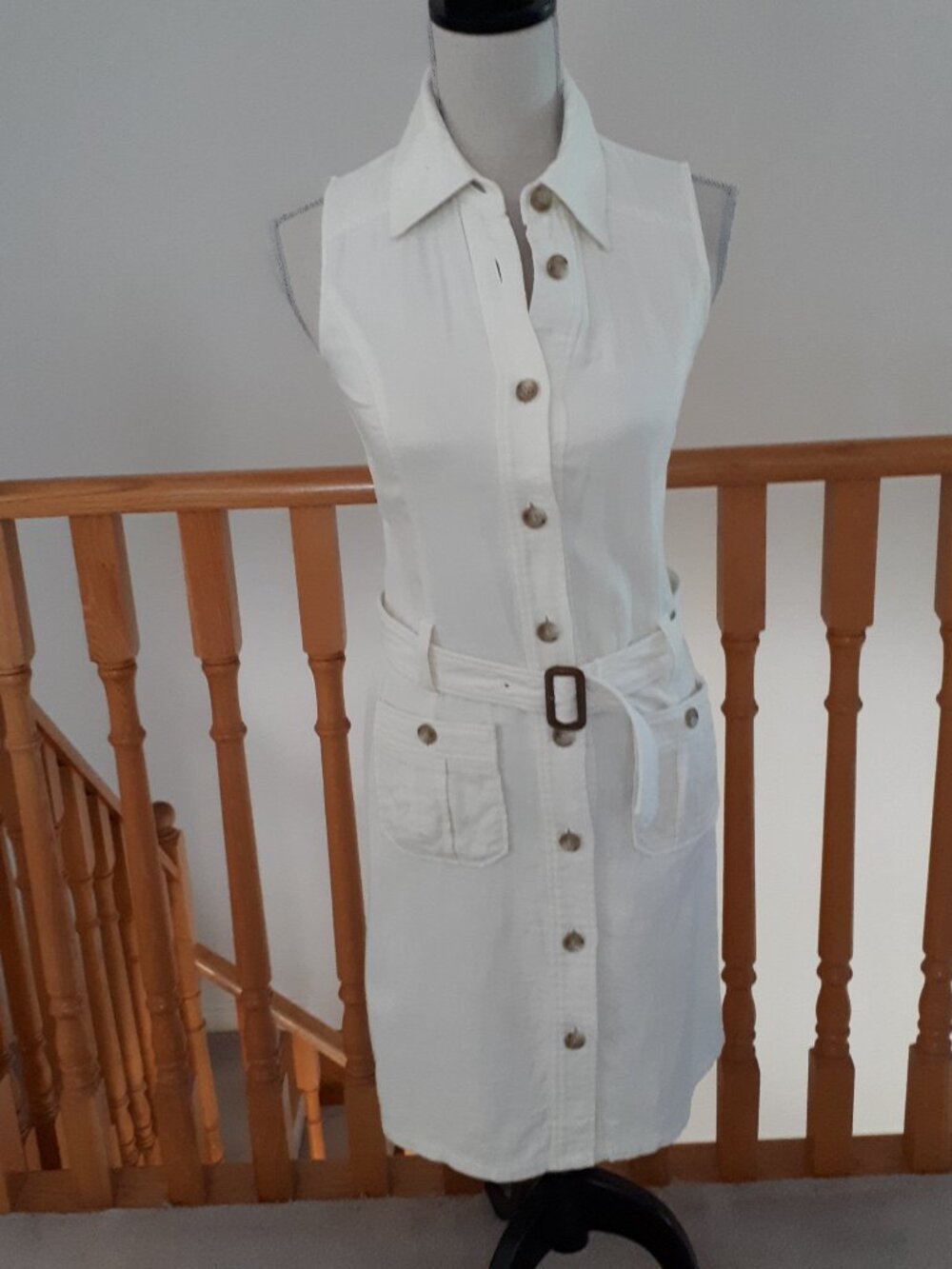 Tommy Hilfiger Ladies Summer Dress Beige Sleeveless Sz 2 Petite Made in Japan